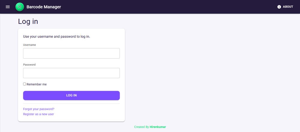 Barcode Manager admin application